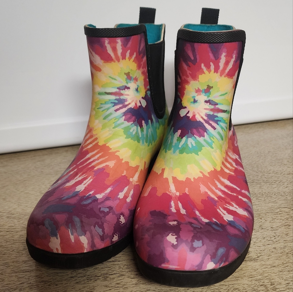 Chooka Short Rainboots Rainbow Tie-Dye Sz 9 - Picture 2 of 9